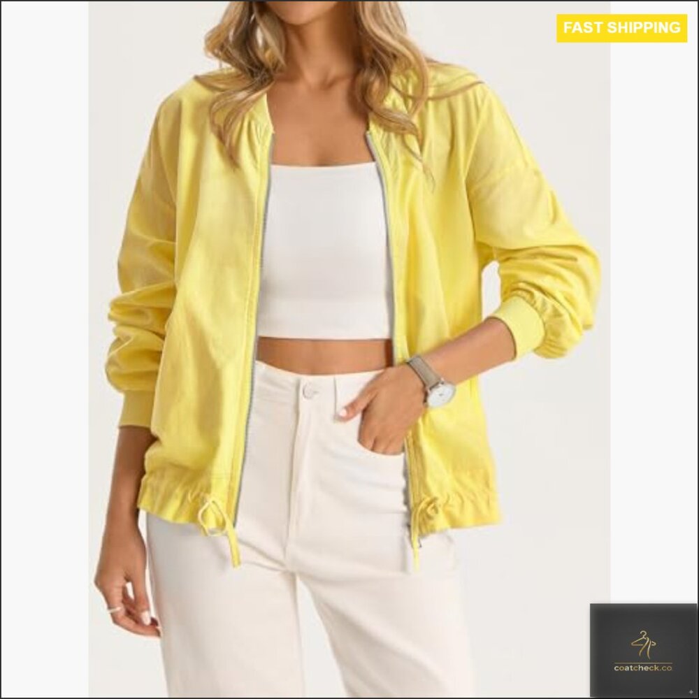 Lightweight Bomber Jacket Zip Up Drawstring Casua… - image 3